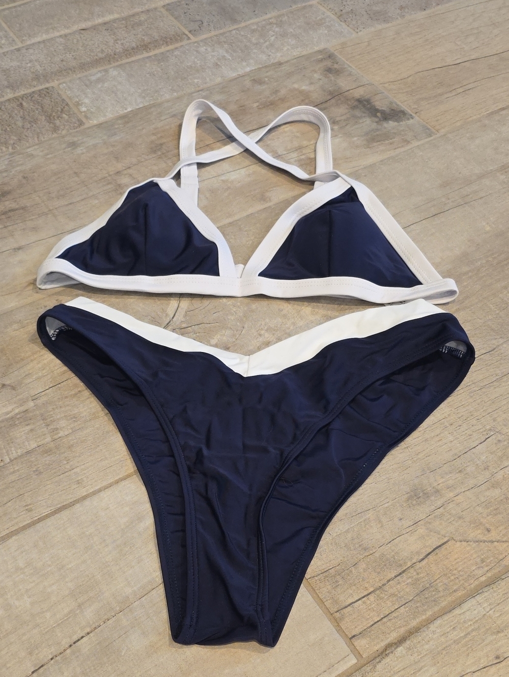 NWOT Navy and White Triangle Bikini Set - Women Swim